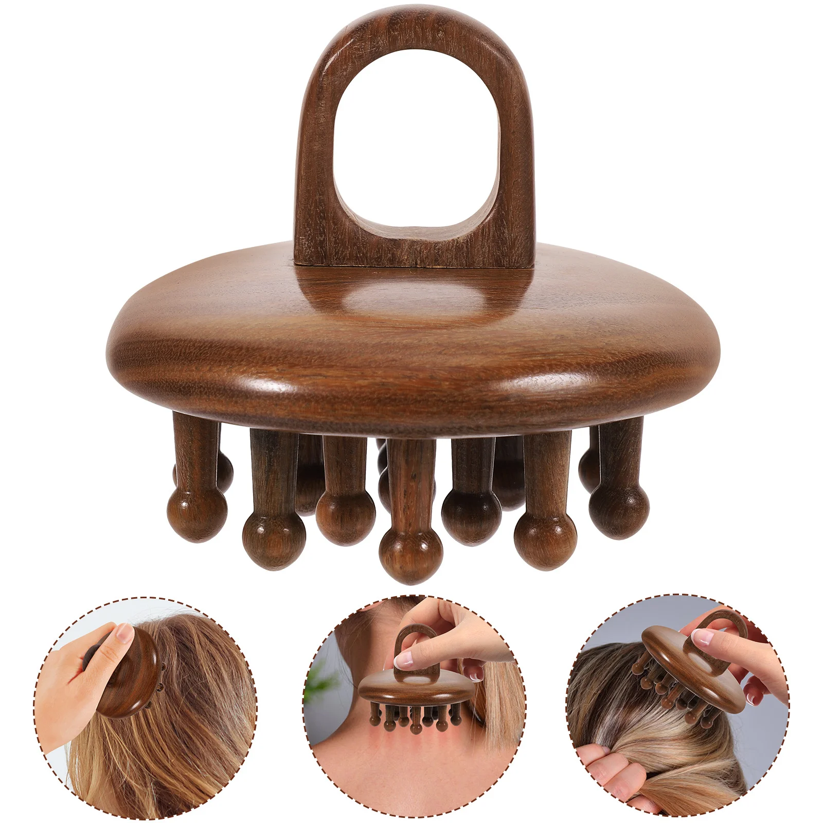 

Smooth Wooden Comb Scalp Massager Wide Tooth Detangler Comfortable Grip Portable Ergonomic Head Acupoint Tool for Women Men