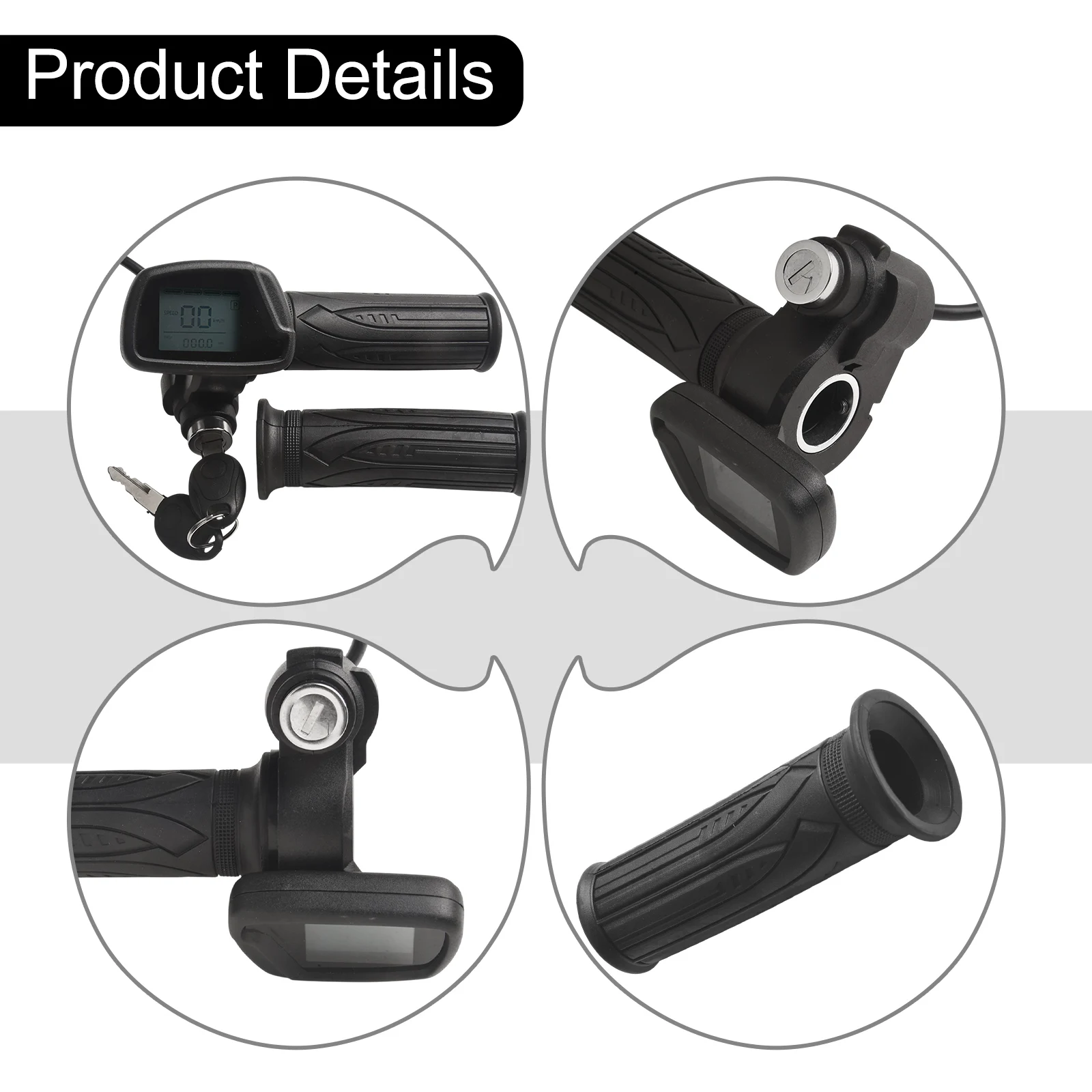 

Black Electric Bike Throttle Electric Vehicle Display Voltage Display 22mm Installation Diameter Easy To Install