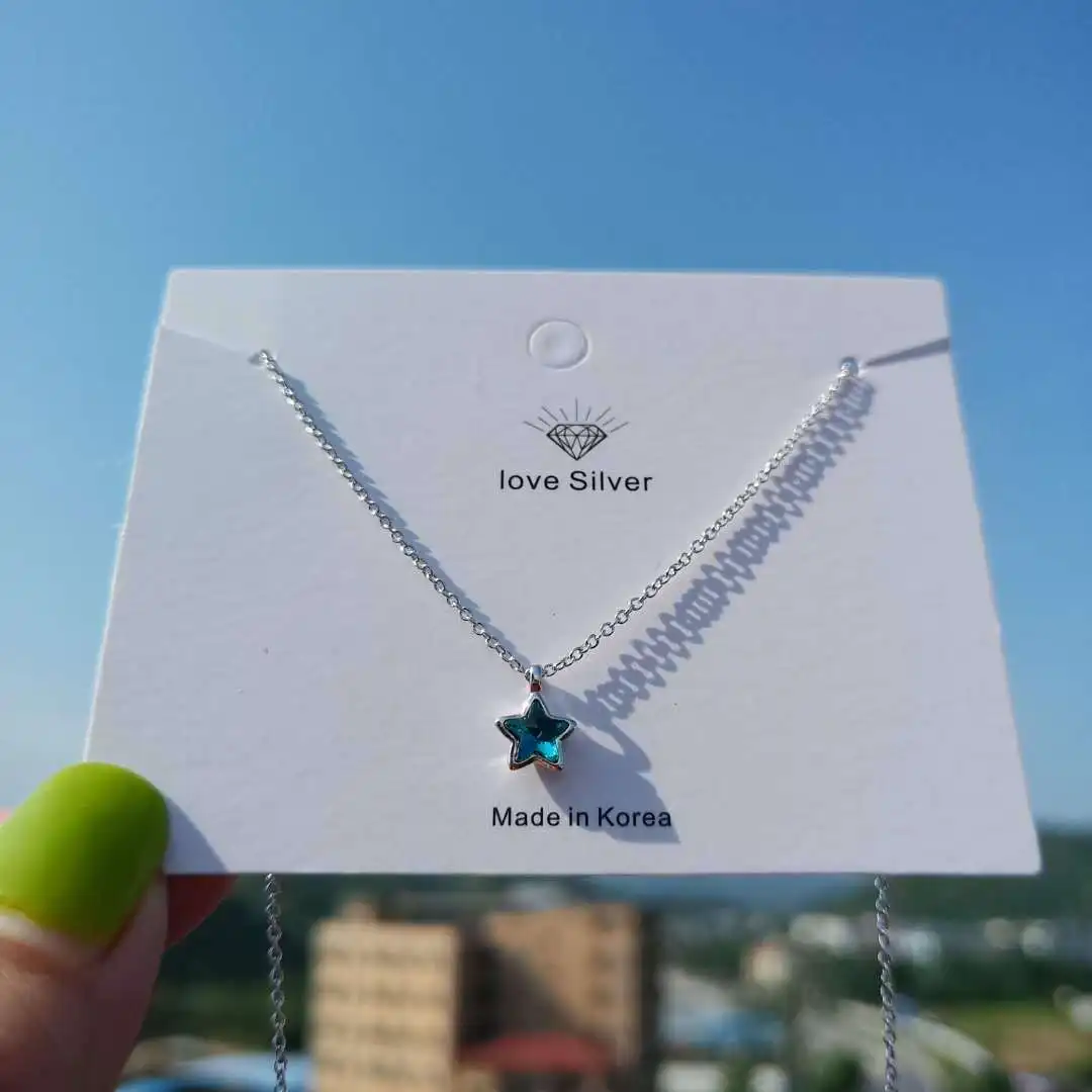 925 Sterling Zilveren Blauwe Ster Kristallen Hangers Kettingen Voor Vrouwen Luxe Kwaliteit Sieraden Cadeau Vrouw Chshine