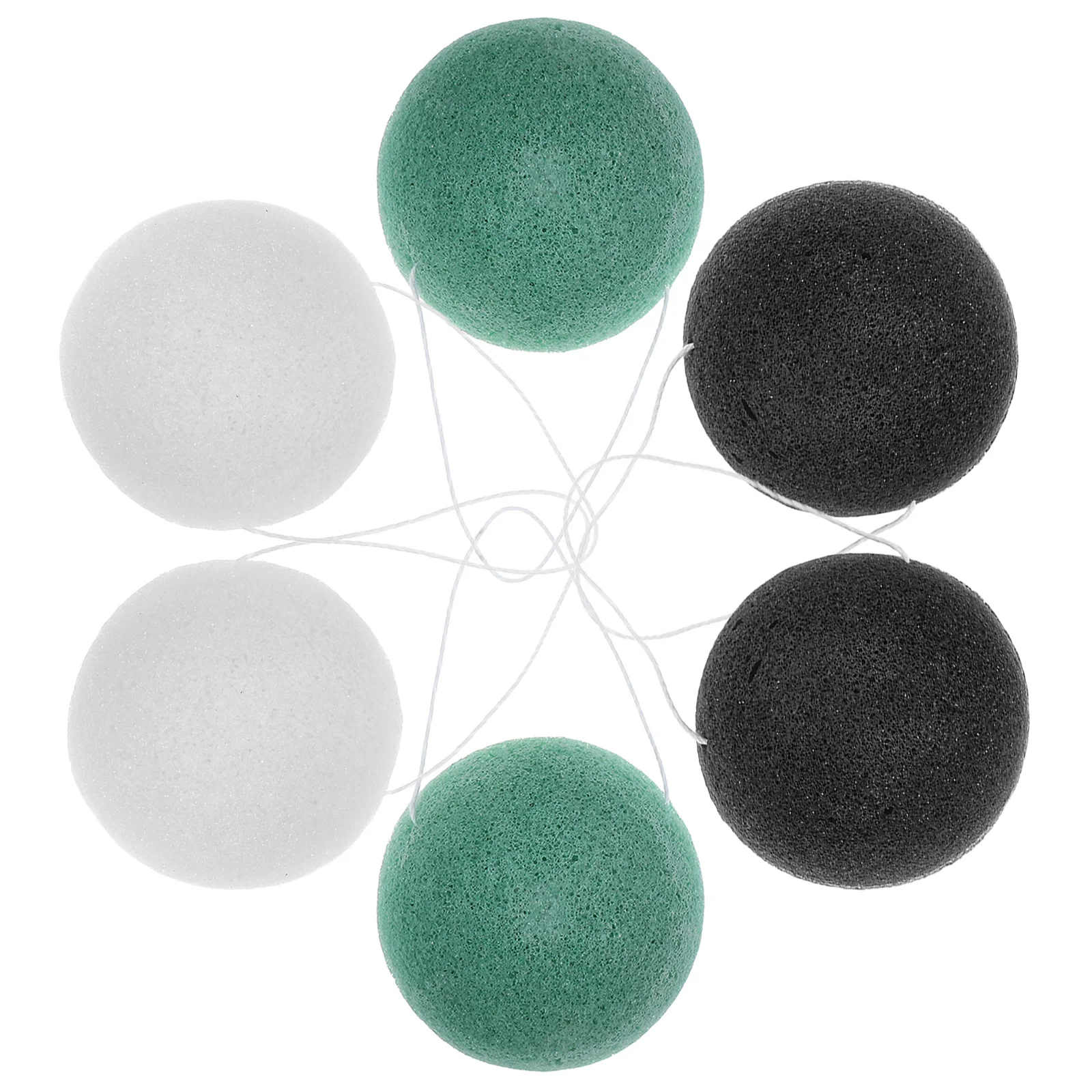 

6pcs Round Natural Konjac Face Washing Puff Gentle Exfoliating Facial Cleansing Sponge For Sensitive Skin Blackheads Dry Flakes