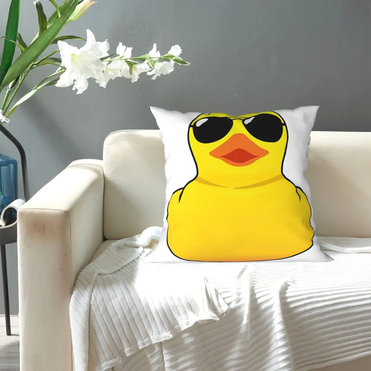 Cool Rubber Duck Square Pillowcase Pillow Cover Cushion Decor Comfort Throw Pillow for Home Car