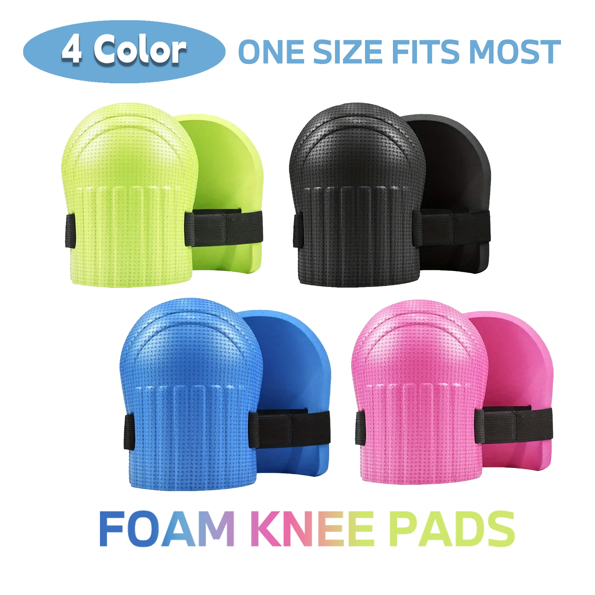 1 Pair Lightweight Waterproof Foam Gardening Knee Pads for Men and Women - pads with adjustable hook and loop straps