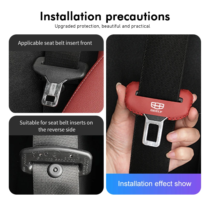 Universal Car Seat Belt Buckle Clip Protector Anti-Scratch Cover For Geely Ttugella Geometry C Coolray Emgrand Atlas Pro EC7 GX3