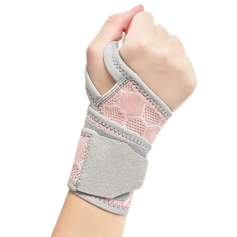 Breathable Sports Wrist Guard Cellular Mesh Design Polyester Fiber Compression Wrist Support Right Left Hand Pink/Grey/Black