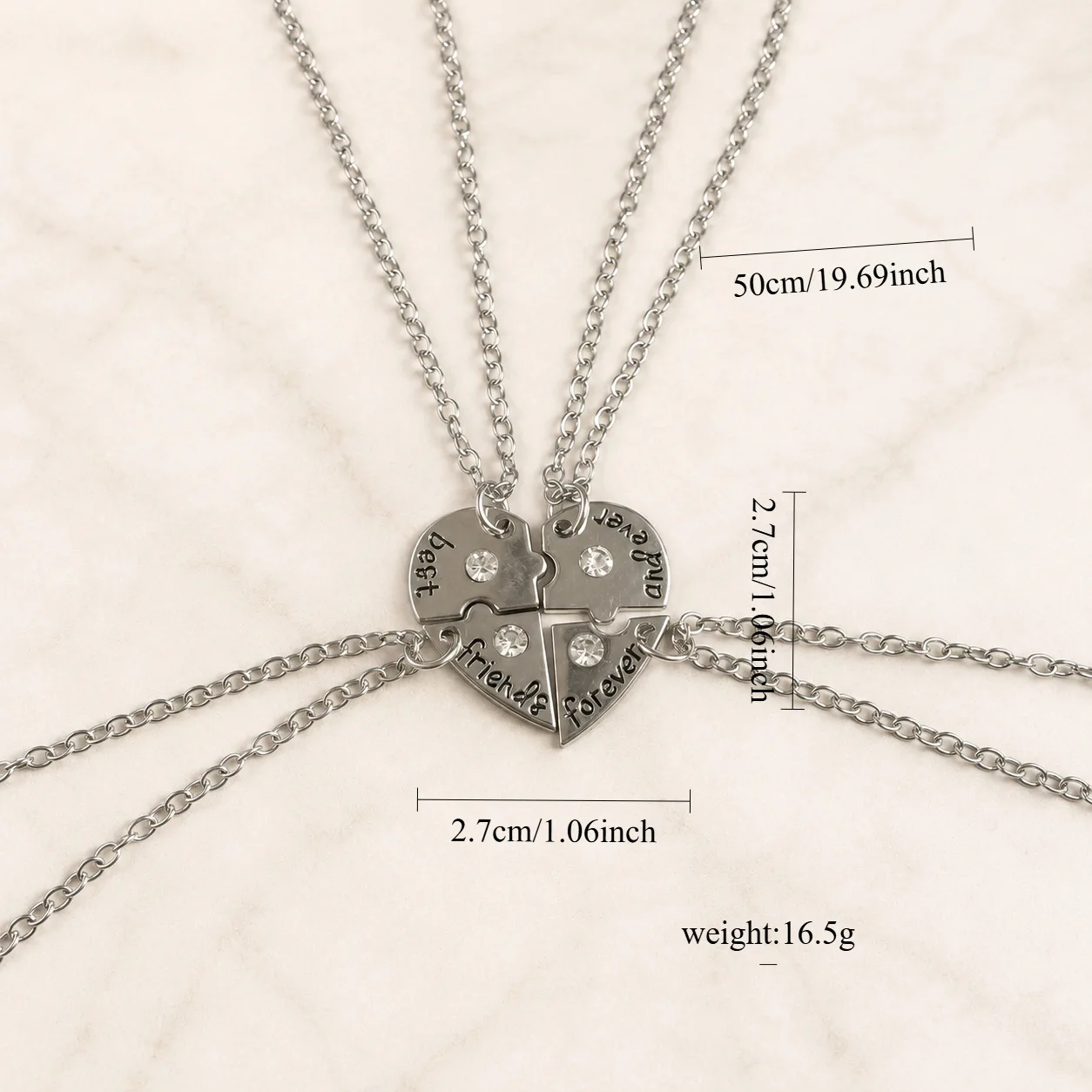 4Pcs Fashion Heart-shaped Necklace with The Letter 