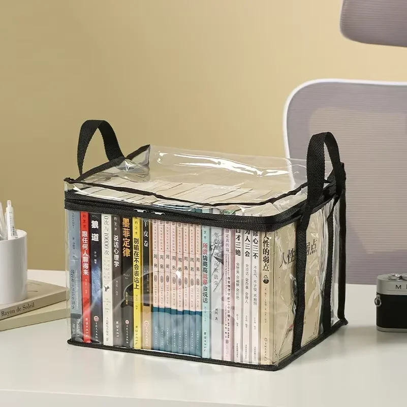 Foldable book box student dormitory classroom book organizer transparent waterproof household book organizing storage box