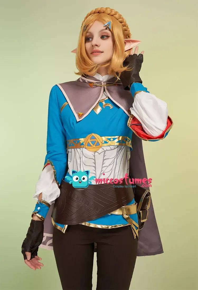 Miccostumes Women Princess Link Cosplay Costume Coat Shirt with Pants and Cloak