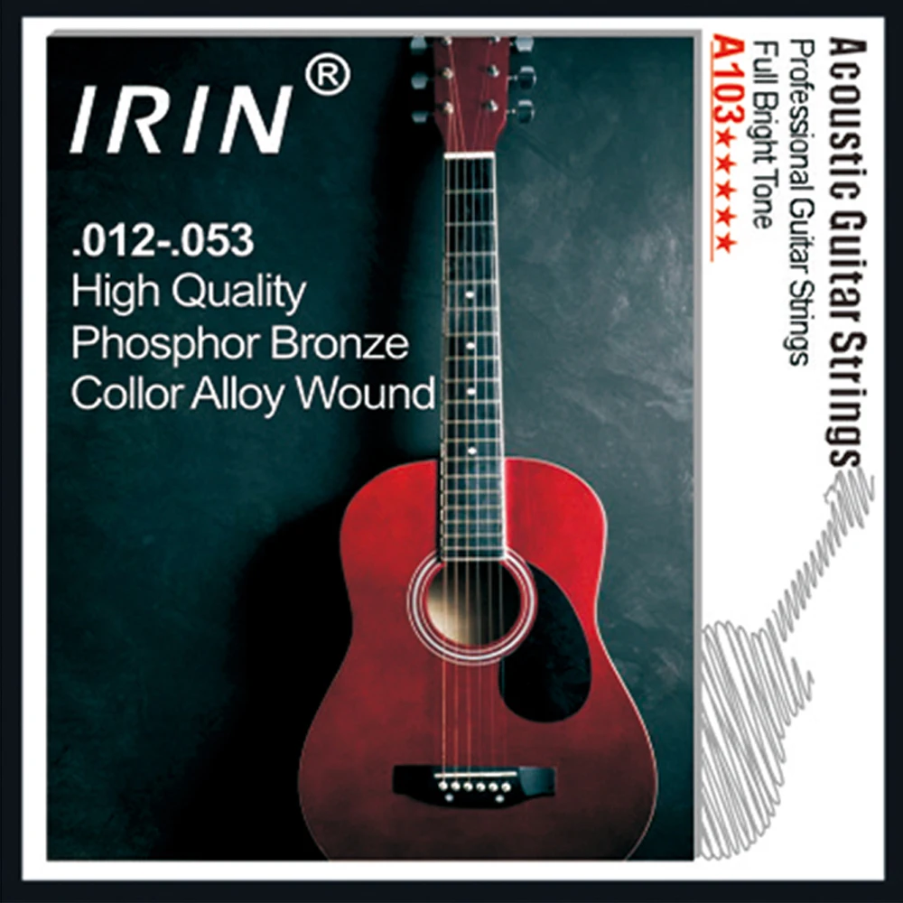 IRIN Acoustic Guitar Strings Set Stainless Steel Core Copper Alloy Wound Stringed Instrument Guitar Parts & Accessories