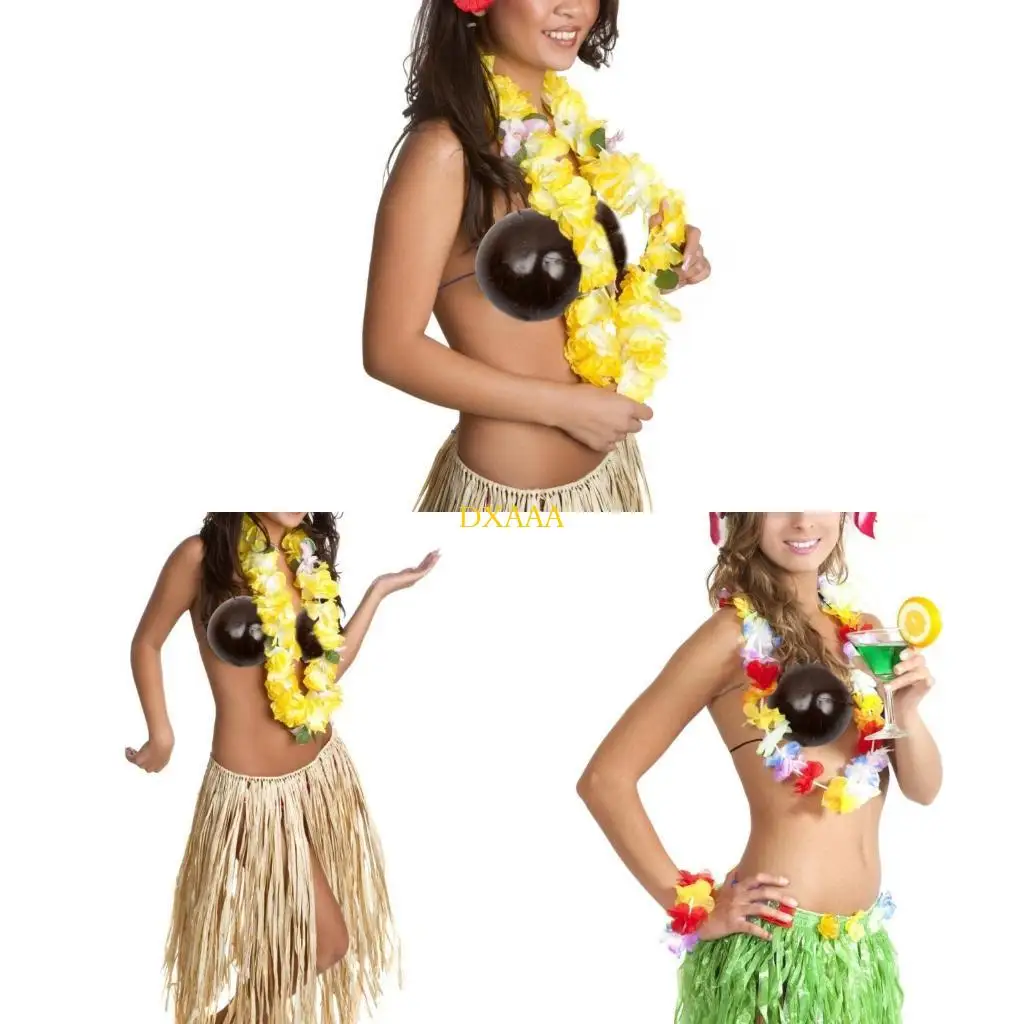 DXAA Kokosnuss-BH-Oberteil, hawaiianisches Tänzer-Accessoire, handgewebte Strandbekleidung für Damen