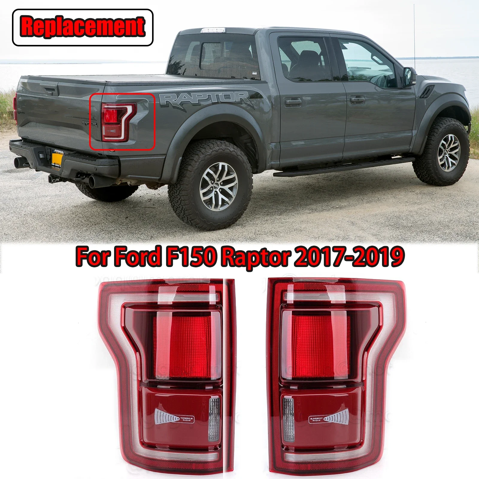 Replacement For Ford F150 Raptor 2017-2019 Taillight Assembly Rear Tail Light Driving Brake Reversing Lamp With Blind Spot