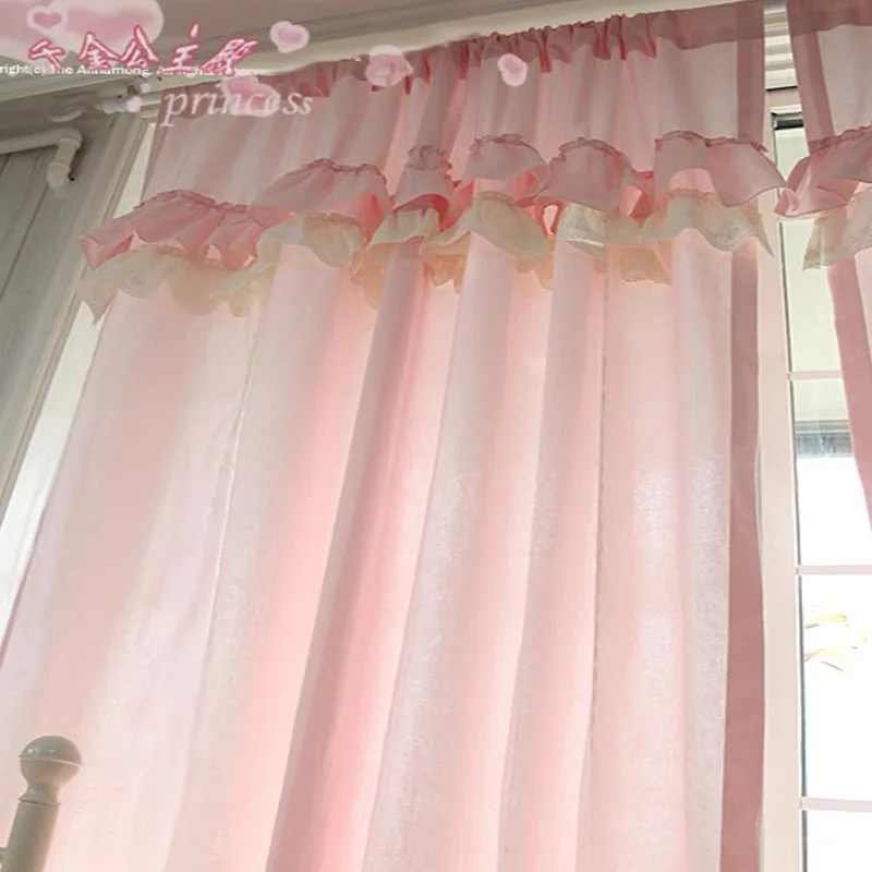 French Elegant Multistory Lace Curtains Living Room Princess Cotton Pink Lace Curtains for Balcony Wedding Curtains #A579