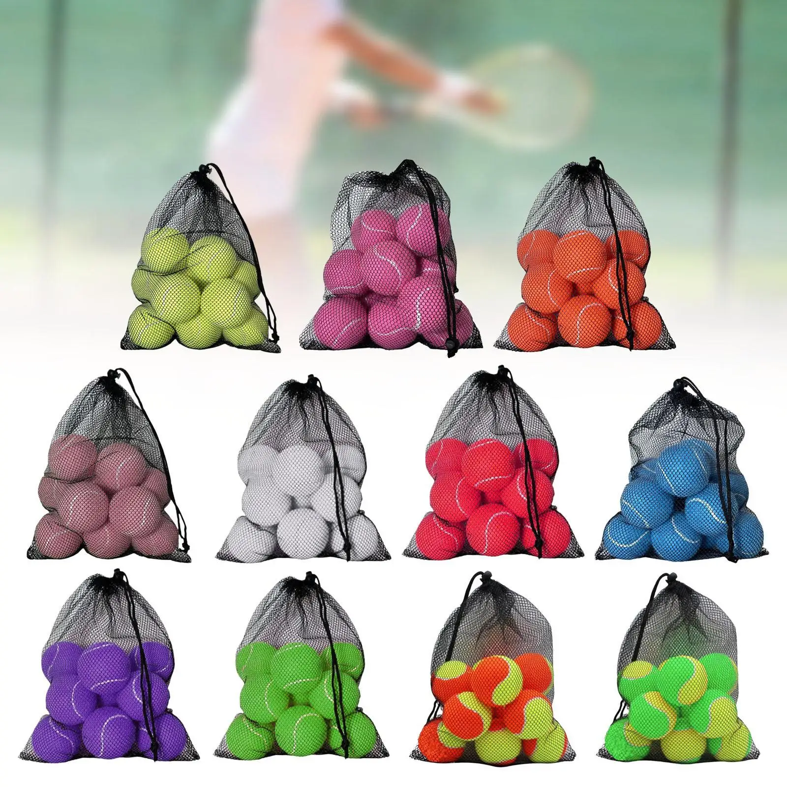 12Pcs Tennis Balls with Drawstring Storage Pouch Pet Dog Playing Balls for Games