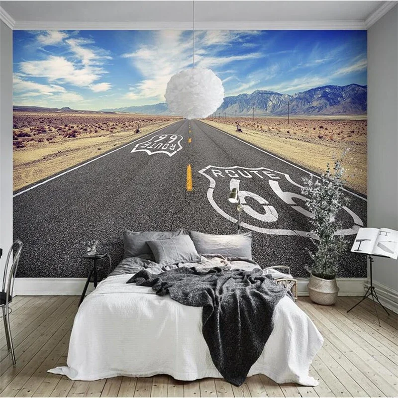 Carta da parati personalizzata 3d European cement ash murale Route 66 vintage abstract cement wall pattern carte da parati home decor papier peint