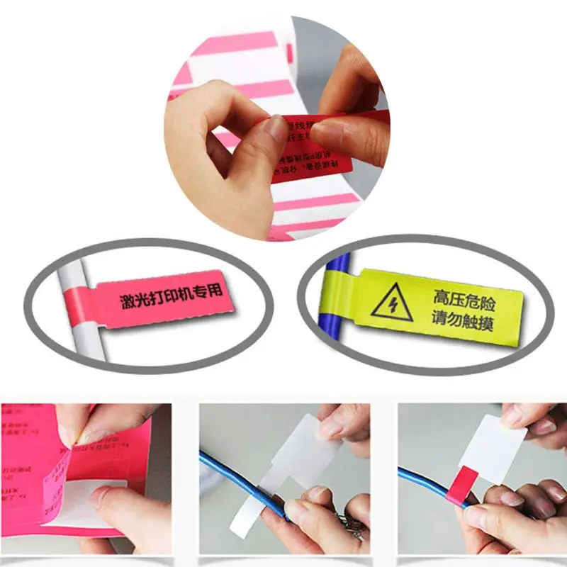 Y1UD 30 Pieces Laser Printer Cable Labels Sticker Waterproof Tags Self Adhesive Wire Labels Handwriting Cable Organizer