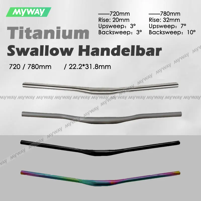 MYWAY Titan-Lenkererhöhung 31,8*720mm MTB-Fahrradlenker, Ultraleichter Swallow Rise Lenker