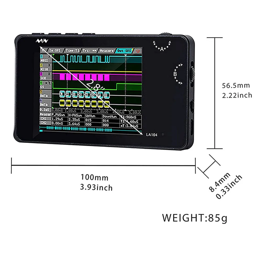 LA104 Logic Analyzer Pocket Size Handheld SPI I2C UART 100Msa/S Max Sampling RateT98C