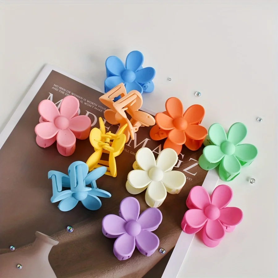 10pcs/set Ladies Matte texture medium flowery claw summer style suitable for thin hair everyday use Ladies gift sweet and lovely