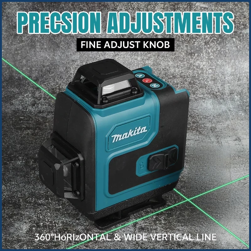 Makita 16 Line High-precision 3D-4D 360 ° Horizontal Vertical Green Laser Level, Wall Mounted Portable Power Tools