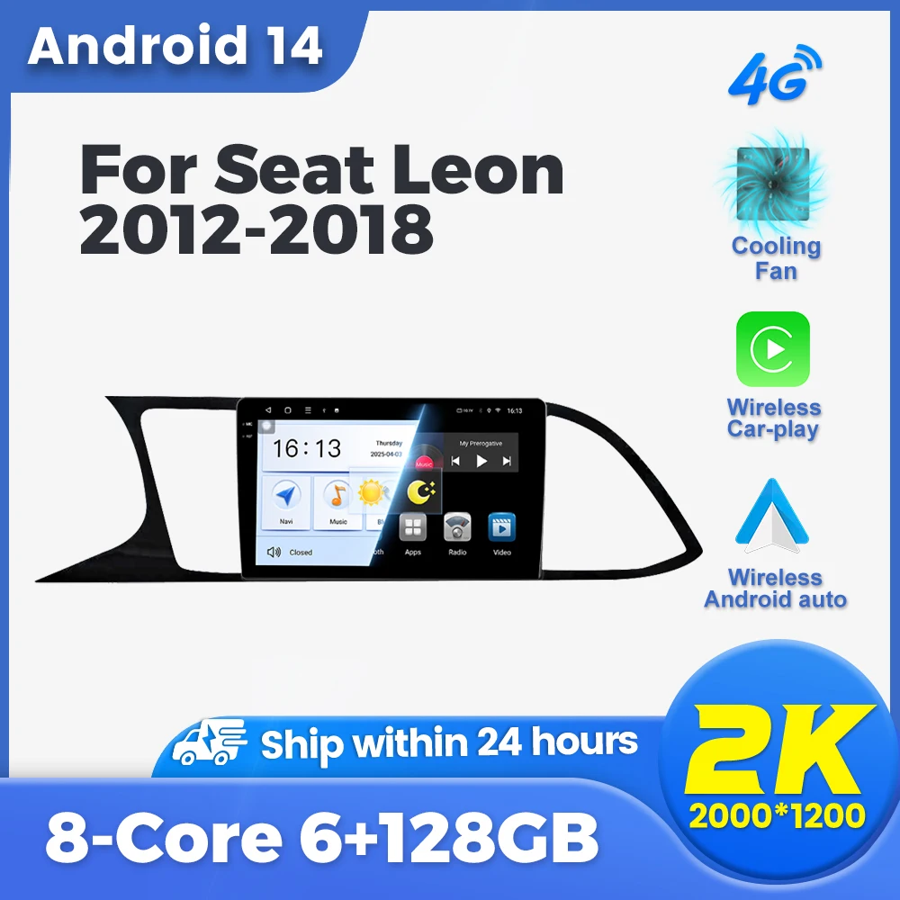 

2025 New Android 14 Carplay Auto Screen For Seat Leon 3 MK3 2012-2020 Car Radio GPS Navigation 4G Multimedia Video Player Stereo