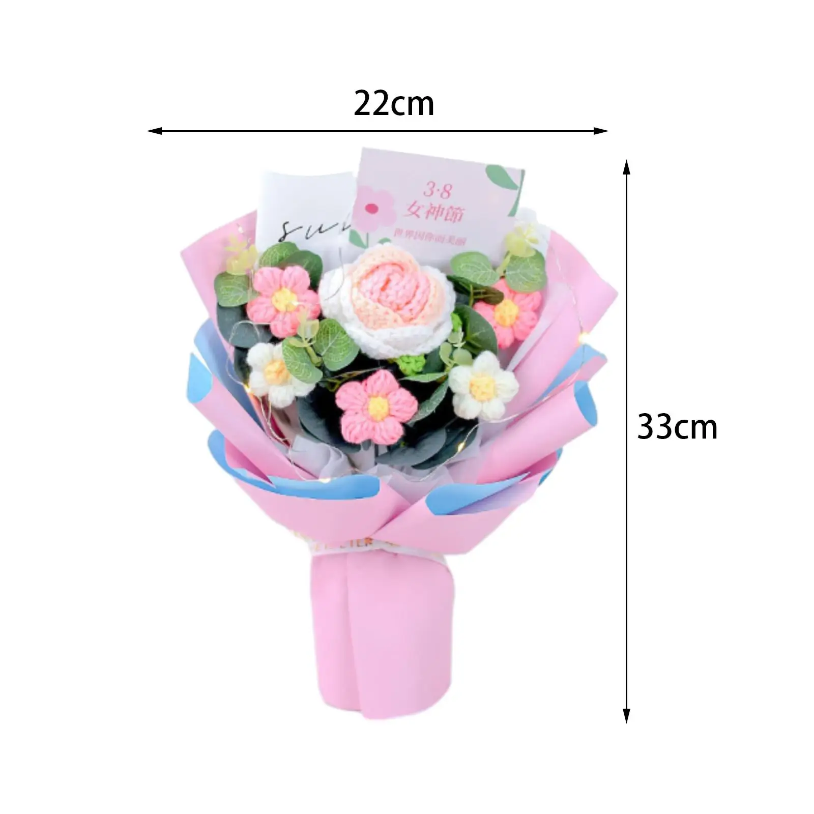 Handgemachte gestrickte Häkel strauß Wohnkultur, Strick blume Rosen strauß, Tisch