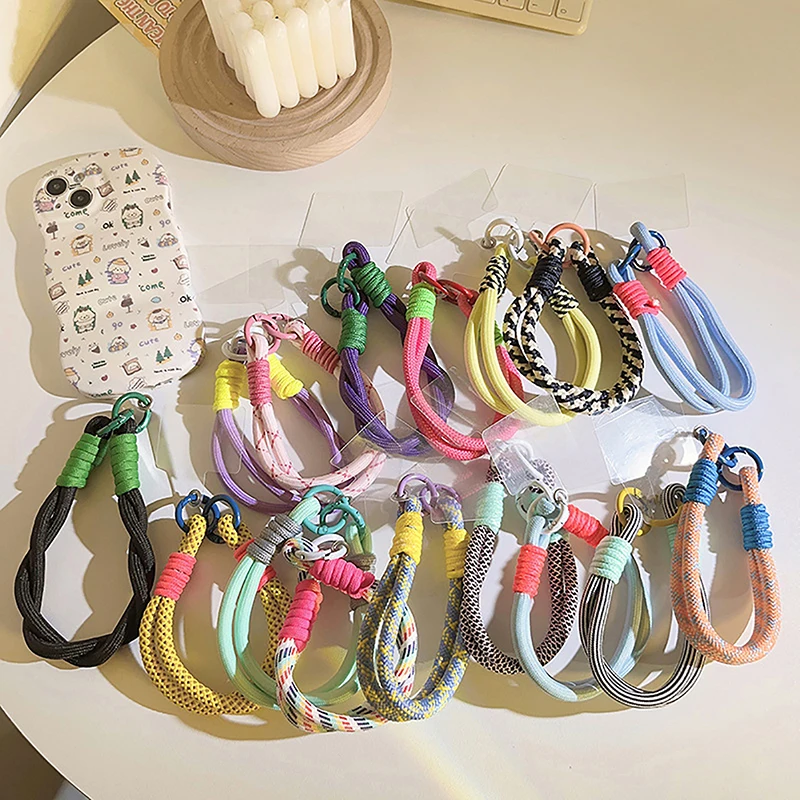 1PC Cute Candy Color Phone Chain Cellphone Short Strap Anti-lost Lanyard Chain Jewelry Phone Wrist Straps Hanging Rope Accessory