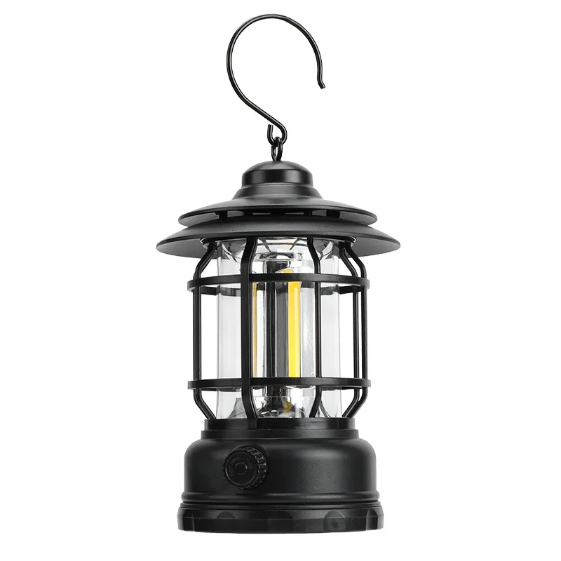 

Vintage Hanging Camping Lantern LED Bulb Rechargeable Extra-Long Battery Life Type-C Charging for Outdoor Tents Awning Roofs