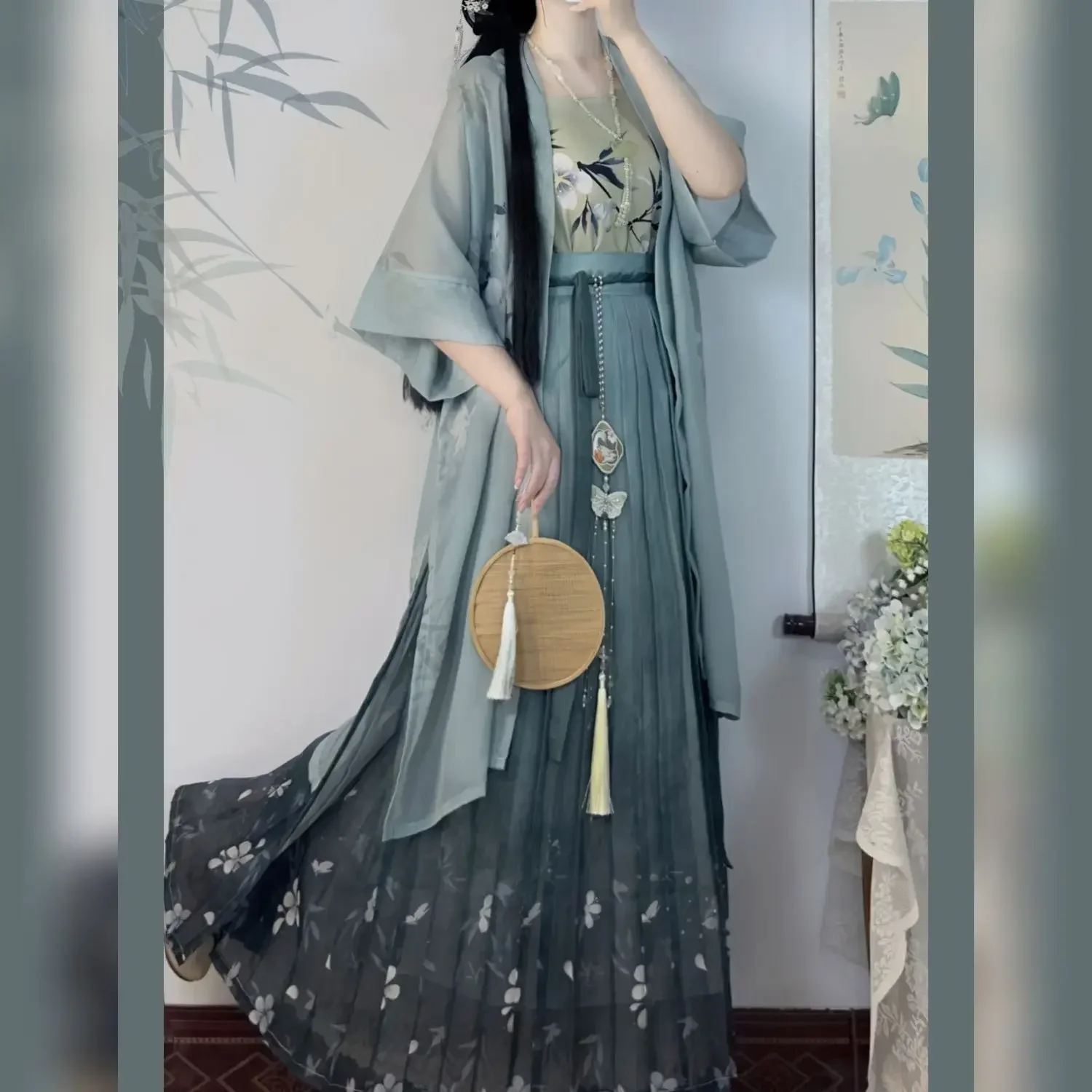 Song-made Hanfu Changgan Temple Waist Pleated Skirt Chinese Spring And Summer Daily Hanfu Tradicional Mujer Hanfu Set