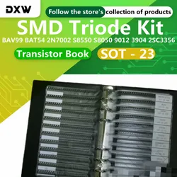 1500pcs/Lot SMD Triode Kit SOT - 23 Patch Triode Toolkit  Samples of Transistor Book BAV99  BAT54 2N7002 S8550 9012 3904 2SC3356