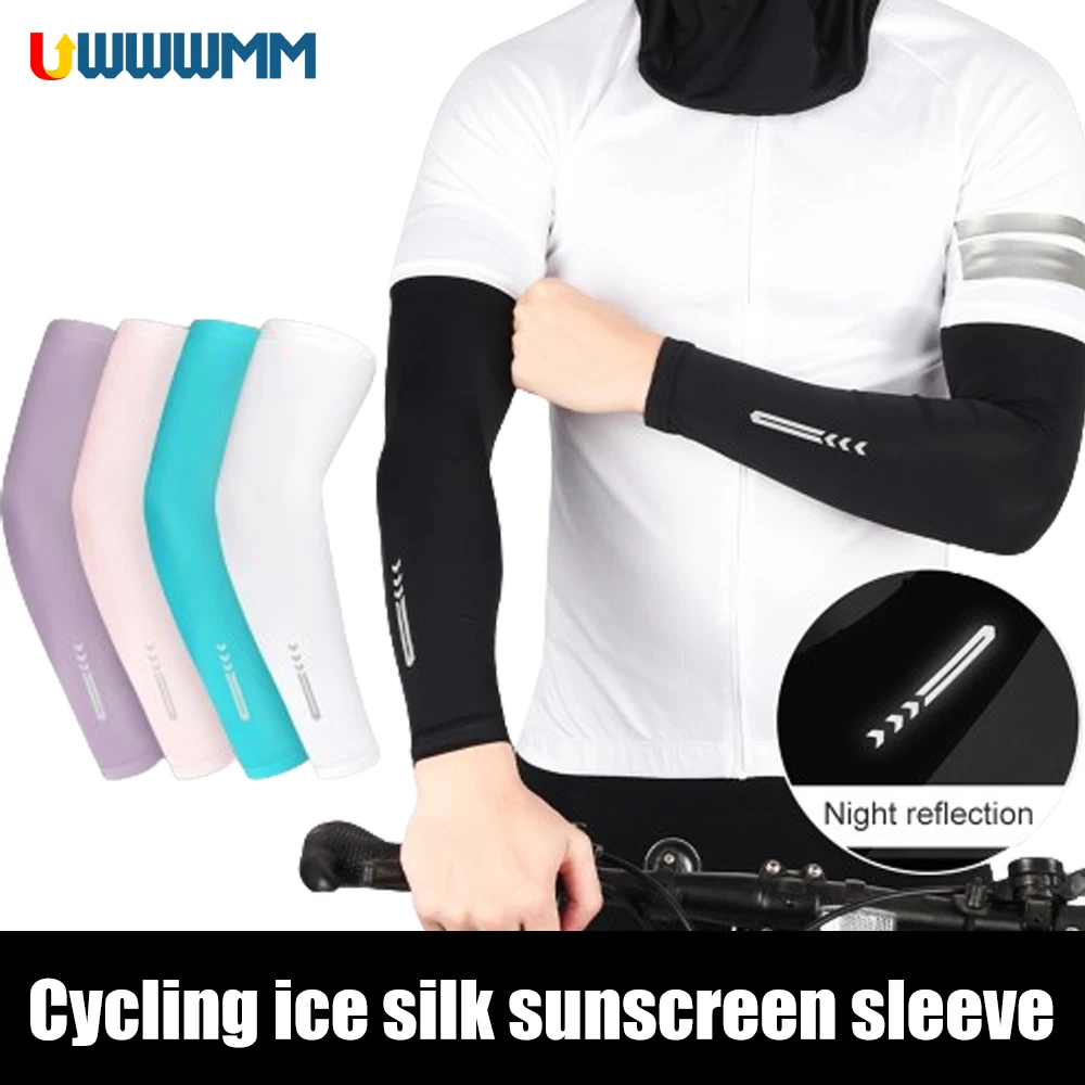 1Pair Cooling Arm UV Protection Arm Sleeves Women Men Compression Arm Protector Sunblock Breathable Arms Sleeves Cycling Sports