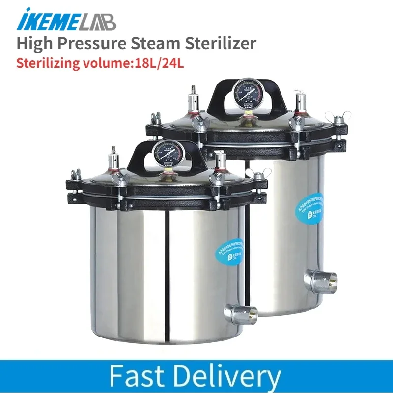 

IKEME Portable Autoclave Machine Electric Heating Medical Dental Laboratory Dental Autoclave 24 liter 18 liters Steam Sterilizer