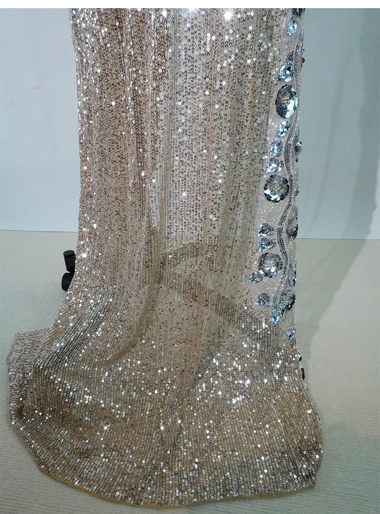 Vestidos de noche exclusivos con diamantes de imitación brillantes, lentejuelas y cuentas, trajes formales para actuación en escenario, trajes de bailarina y cantante