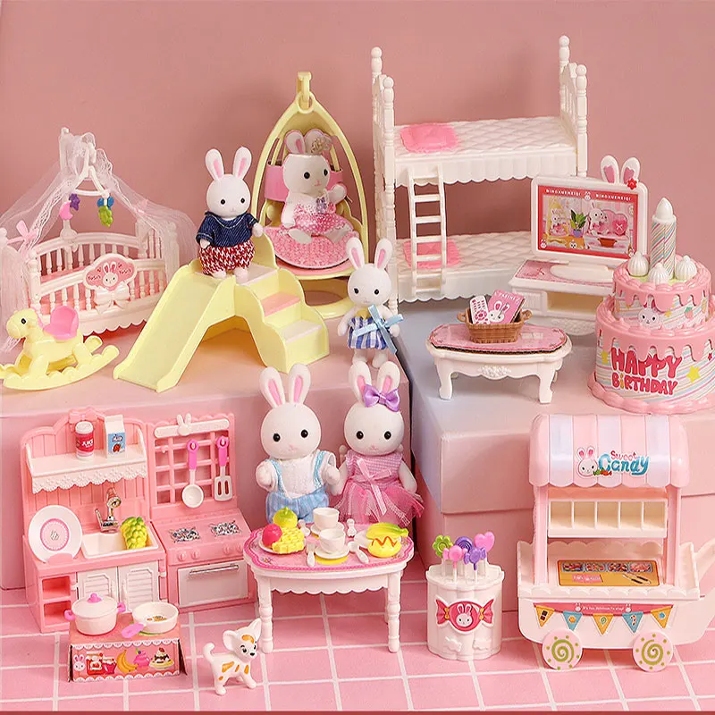 Little Rabbit Dresser Lovely Scene Play Toys Simulation Modelling Children Birthday Gift Indoor Parent-Child Interaction