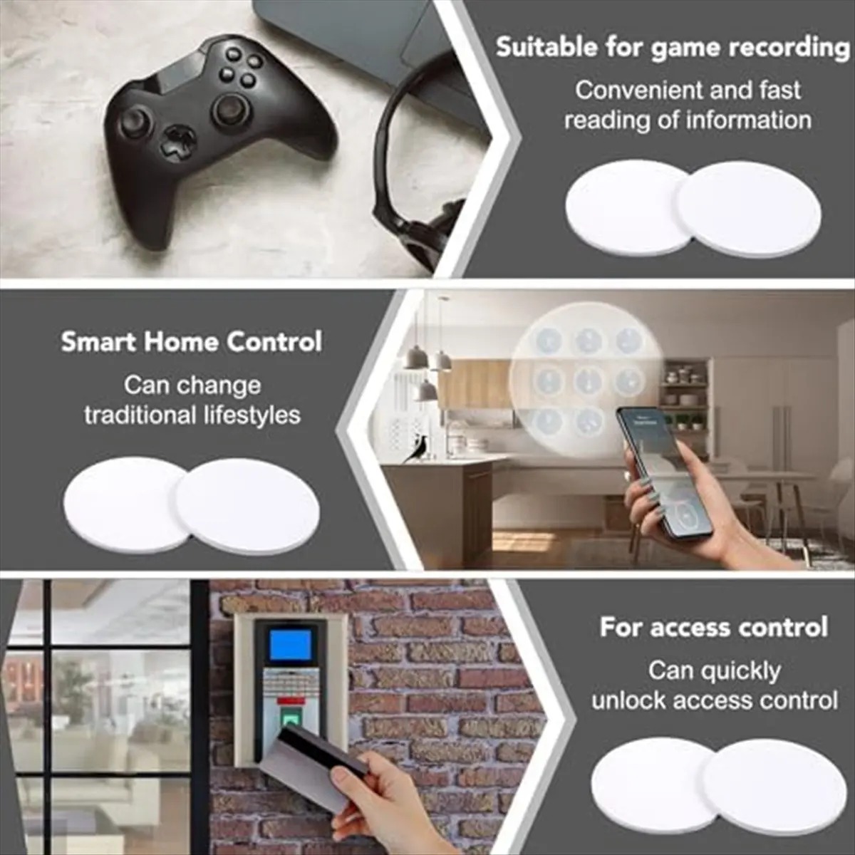 Latest ABBQ-60Pcs TagsNtag 215 Sticker Chip Round Tag Rewritable Card Sticky Back Enabled Cell Phone Device