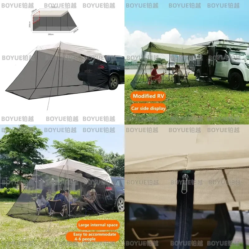 Camping Car Rear Tent Extension Sunshade Vehicle Trunk Side Awning Off-road Outdoor Mosquito Prevention Canopy Camping Tents