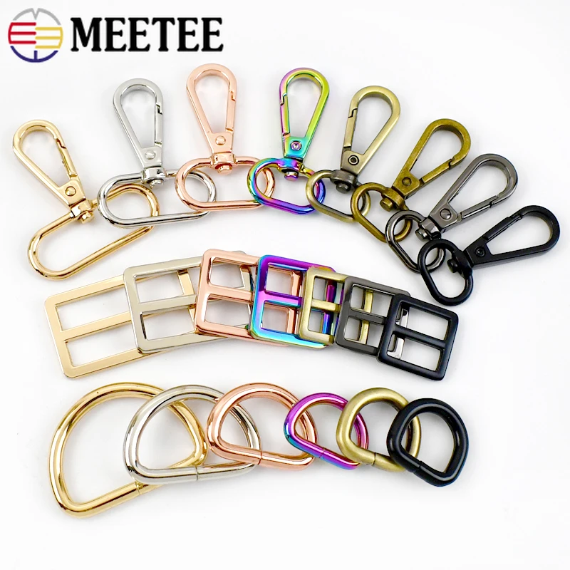 

2/3Sets 16-38mm Metal Bag Strap Buckles Swivel Lobster Clasp Webbing Adjuster Tri-glide Slider D Ring Buckle DIY Bags Accessory