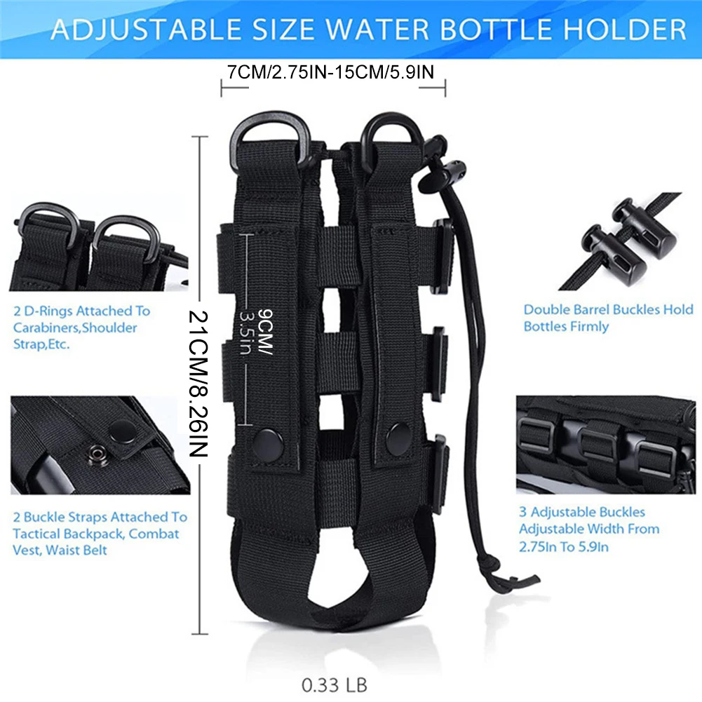 Molle Water Bottle Bag Multi-Purpose Camping Water Bottle Holder Pouch Travel Water Kettle Carrier for Hiking Travelling Camping