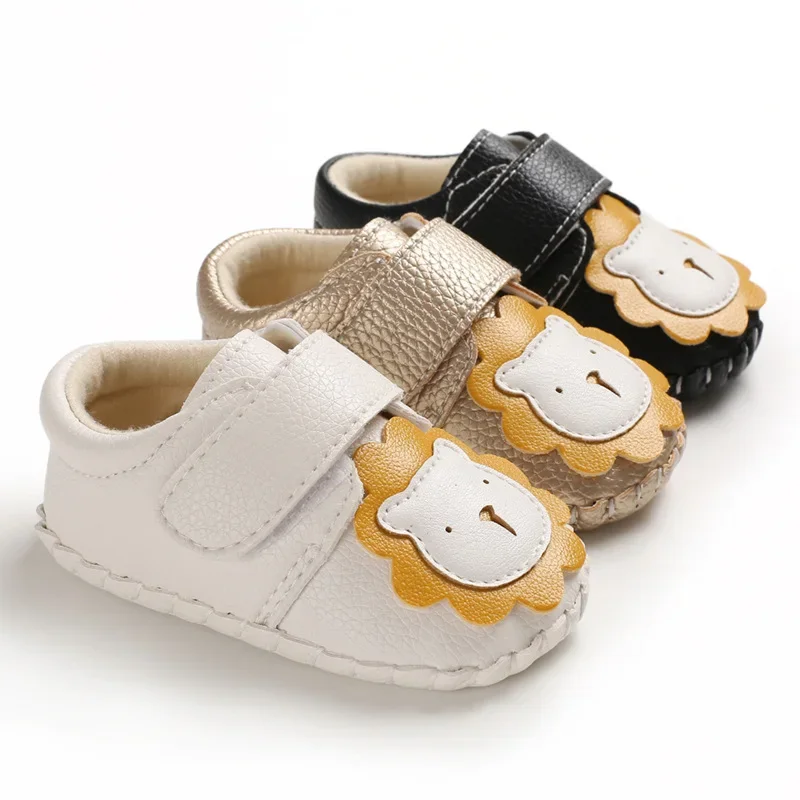 Cute Lion Pattern Soft PU Baby Shoes  Non-slip Rubber Sole Newborn Comfortable Baby Boy Girl Walking Shoes 0-18M