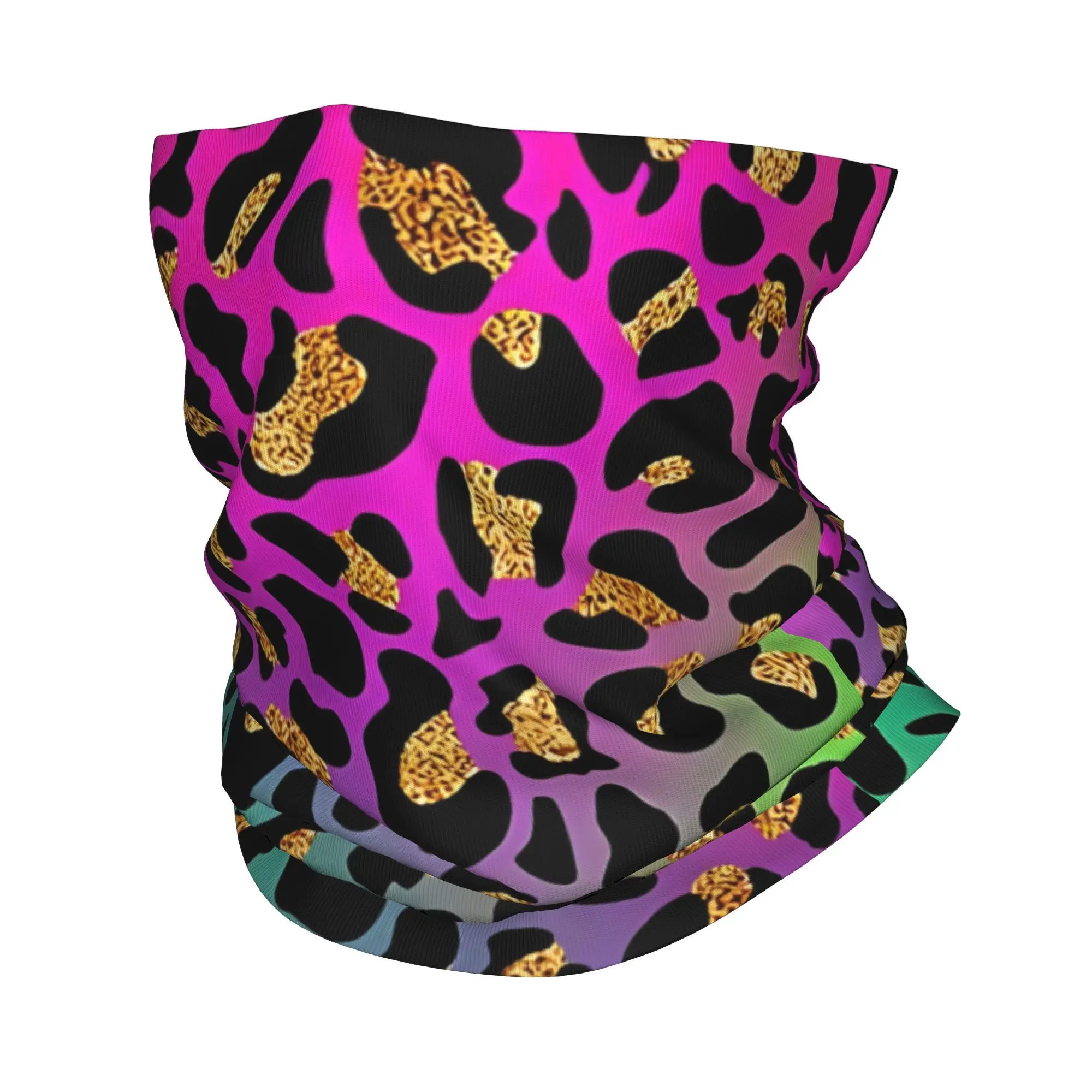

Neon Rainbow Leopard Animal Print V2 Bandana Cover Club Leopard Print Wrap Scarf Cycling Riding UnisexWashable Neckerchief