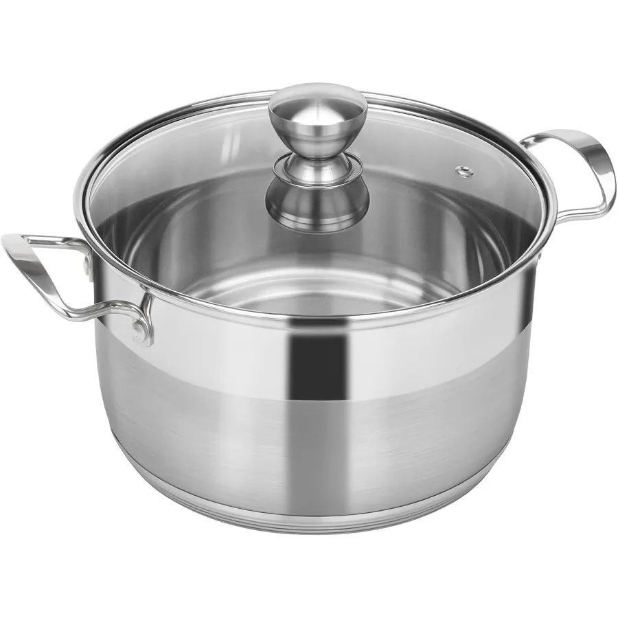 

12 Quart Stainless Steel Stock Pot with Lid for LargeScale Cooking Applications Including Pasta Soup Spaghetti Stew Simmering B