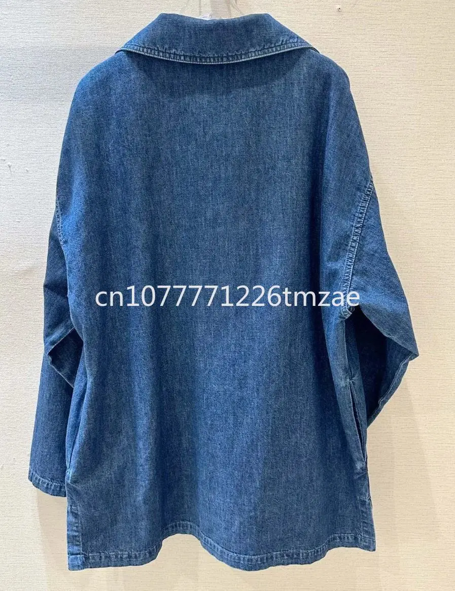 

New Denim 100% Cotton Oversized Loose Designer Jacket, Metal Letter Coat