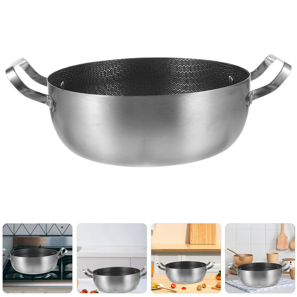 

20cm Stainless Steel Hotpot Double Handle Cooking Pot Nonstick Frying Pan Kitchen Soup Pan Stainless Steel Hot Pot