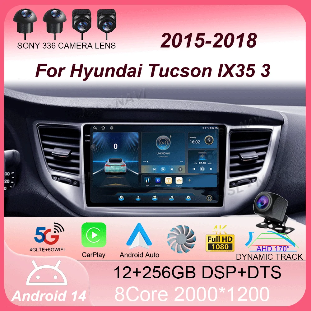 

Android 14 Carplay Auto Car Radio For Hyundai Tucson IX35 3 2015 2016 2017 2018 Multimedia Video Player Navigation GPS Head Unit