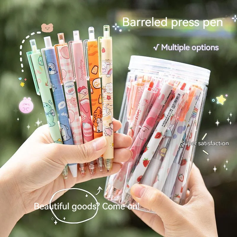 

30pcs/Set Black 0.5mm Barreled Cute Creativegel Pressing Signature Pen Kawaii Students Writing Stationery Cute High-Value