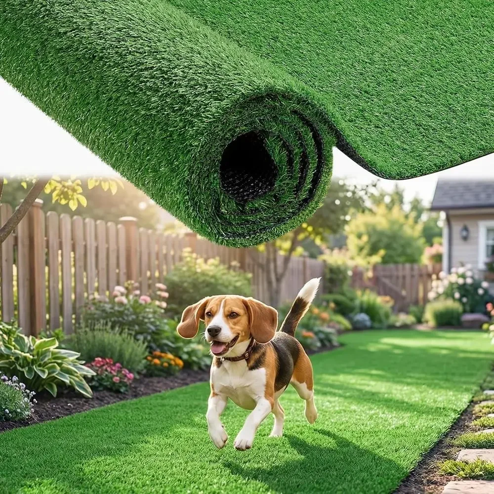 12mm Thick Artificial Grass Roll - Extra Large, Realistic, with Drainage Holes for Outdoor and Indoor Use