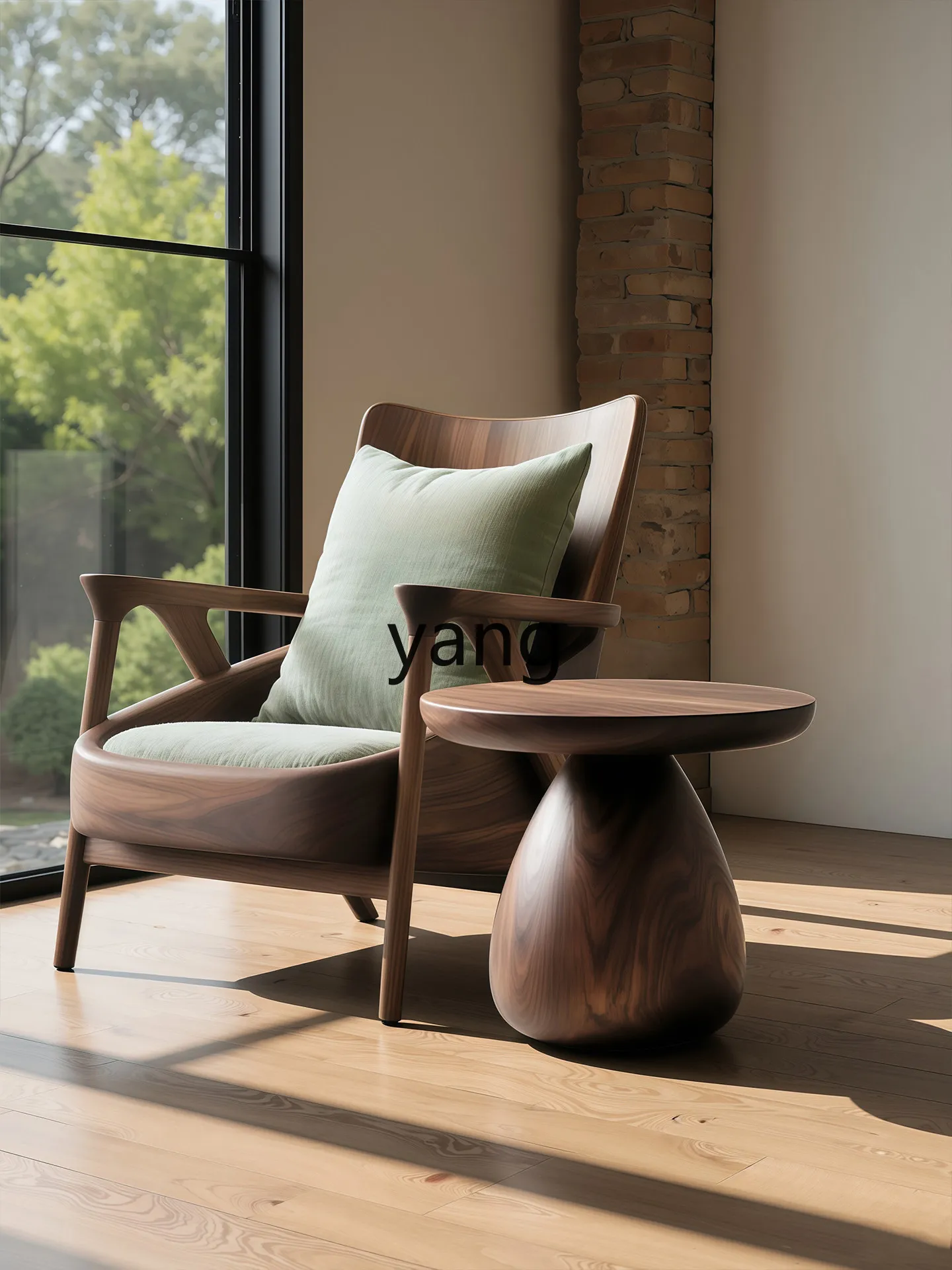 LTT wabi sabi single sofa sofa solid wood high-end atmosphere retro high-end sense Song's aesthetic sofa