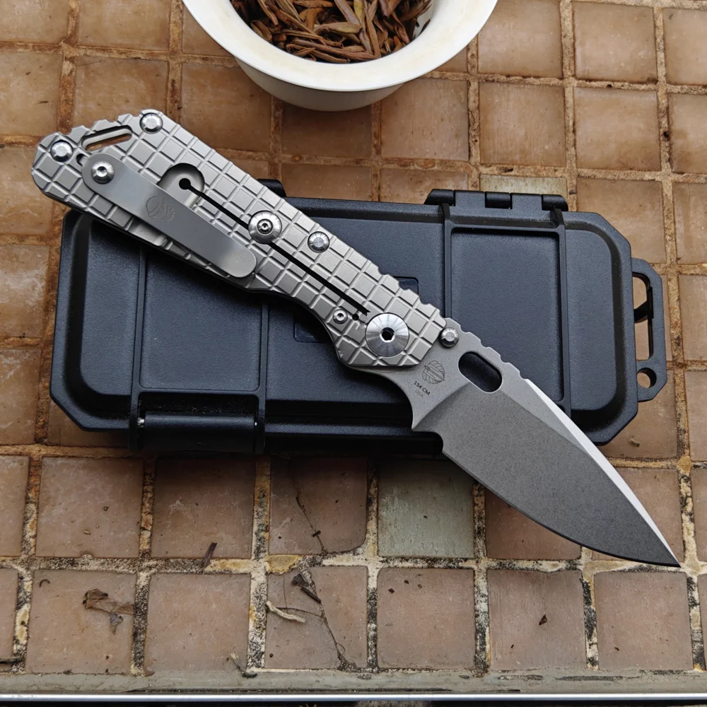 

JUFULE Monkey Customized M.Strider SNG Titanium Handle 154CM Steel Copper Washer Folding Knife Camping Hunting Outdoor EDC Tool