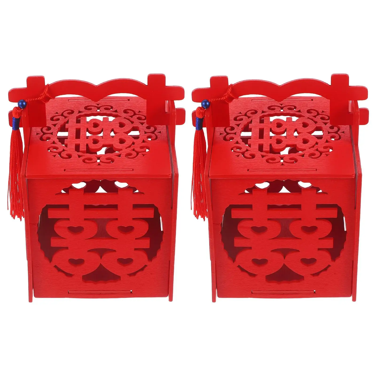 2Pcs Wedding Candy Boxes Chinese Style Wooden Gift Cases for Party Favors Bridal Shower Chocolate Boxes Present Ideas Gift