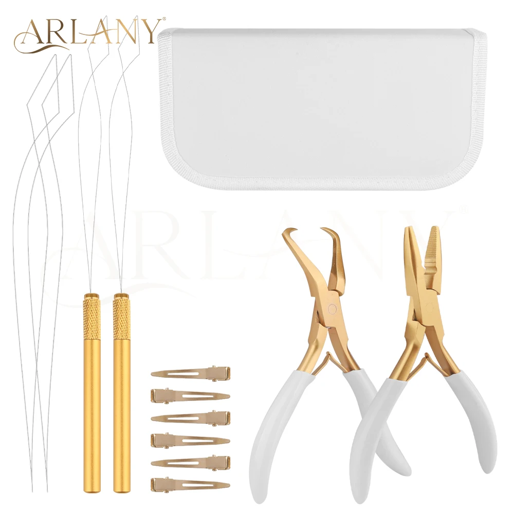 

ARLANY Набор инструментов для наращивания волос, бисероплетение, микрозвено, набор плоскогубцев для удаления микробусинок, крючок для вытягивания волос