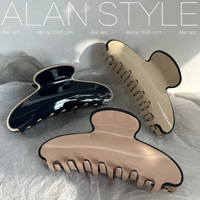 Korean acetic acid high-quality three-layer French elegant large hair clip, hair clip, shark clip, time simple clip, female