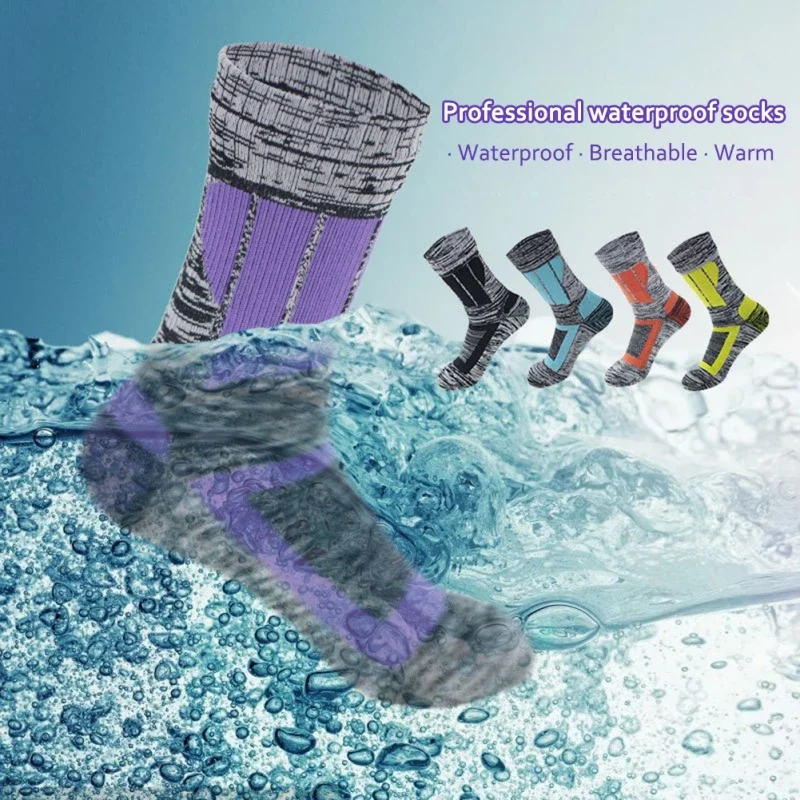 Waterproof Socks Breathable Outdoor Waterproof Hiking Wading Camping Winter Skiing Sock Riding Fishing Snow Warm Seamless Sock